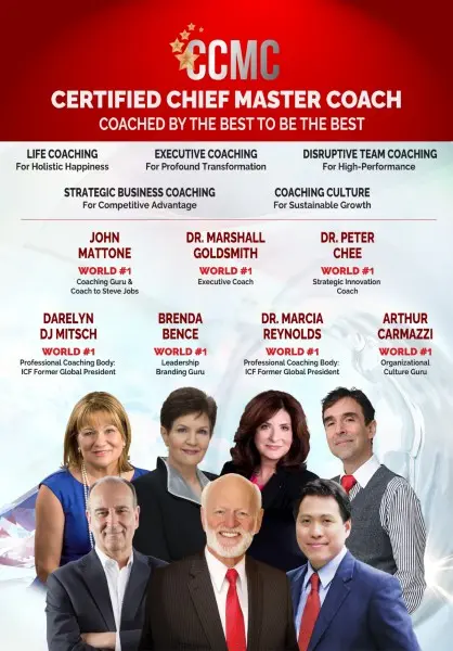 Certified Chief Master Coach Flyer with images of top 7 coaches